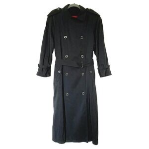 Jones New York Jacket Womens Black Double Breasted Button Up Trench Coat Size L